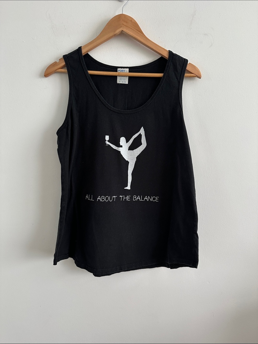 Black Graphic Tank Top - "All About The Balance" yoga